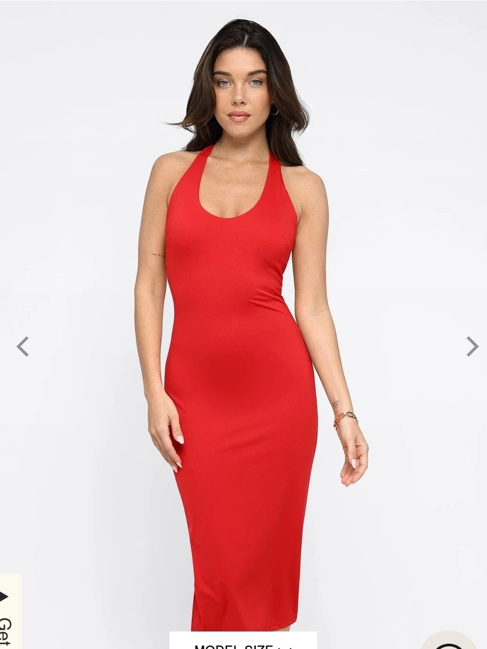 Popilush 2x Shapewear Convertible Backless Halter Sculpting Midi Dress